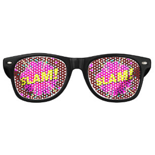Comic Pop Art Pink Yellow SLAM Novelty Joke        Retro Sunglasses