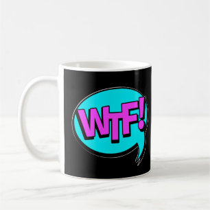 Comic Pop Art Purple Blue WTF Novelty Funny Coffee Mug