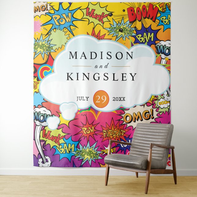 Comic Pop Art 💥🎨 Wedding Graffiti Tapestry (In Situ)