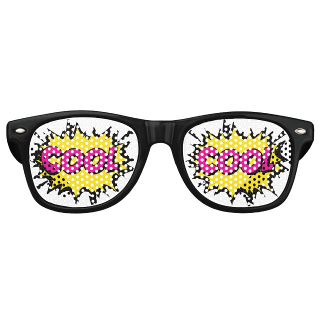 Comic Pop Art Yellow Purple COOL Novelty Fun Joke  Retro Sunglasses (Front)