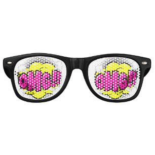 Comic Pop Art Yellow Purple OMG Novelty Funny Joke Retro Sunglasses