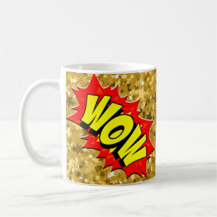 Comic Pop Art Yellow Red WOW Novelty Funny  Coffee Mug