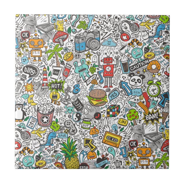 Comic Popart Doodle Tile (Front)