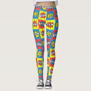 Comic Pow Boom Bang Zap Pattern Gift Cute Summer Leggings