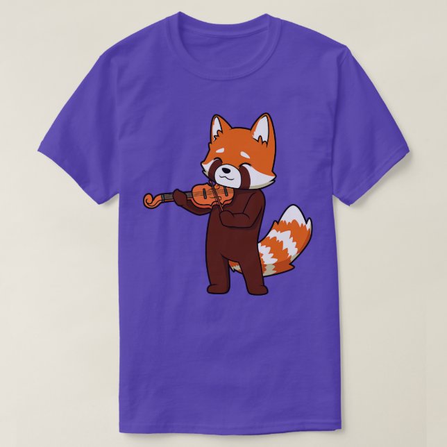 Comic red panda playing violin T-Shirt (Design Front)