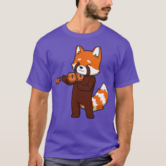 Comic red panda playing violin T-Shirt