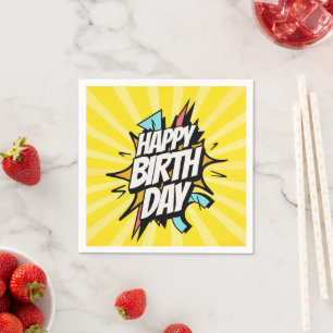 Comic Retro Happy Birthday! Napkin