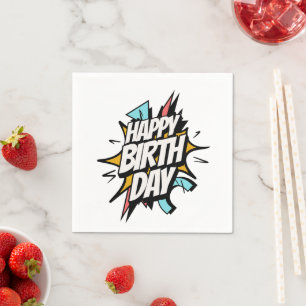 Comic Retro Happy Birthday! Napkin