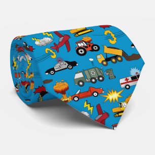 Comic Retro Trucks Cars Vehicles Aeroplanes Tie