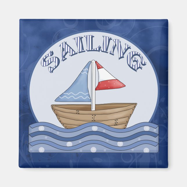 Comic Sailing Boat Magnet (Front)