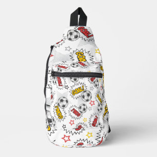 Comic Soccer Goal Pattern – Retro Sports Sling Bag
