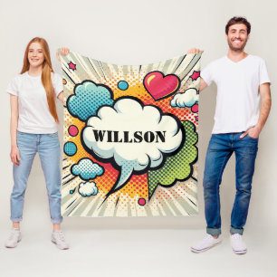 Comic Speech Bubble Pattern Fleece Blanket