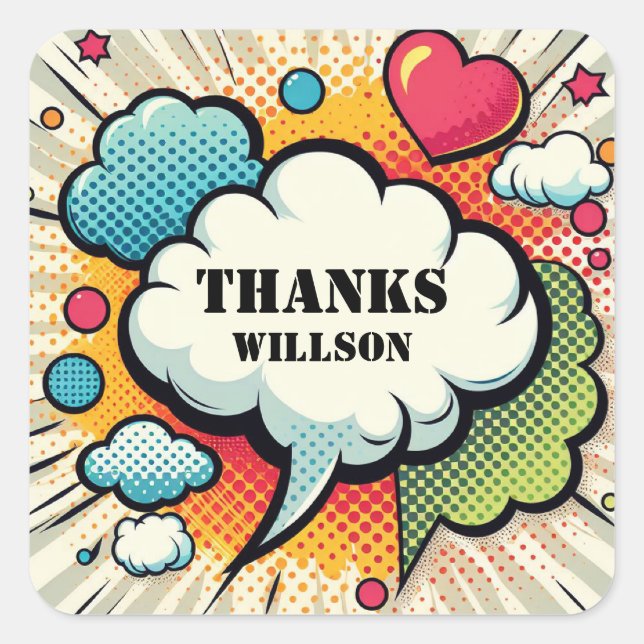 Comic Speech Bubble Pattern  Square Sticker (Front)