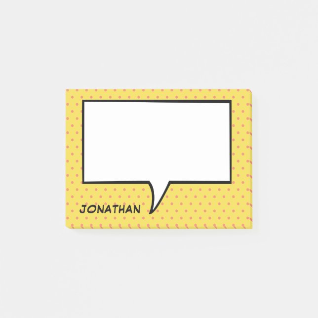 Comic Speech Bubble Personalised Custom Colour Post-it Notes (Front)