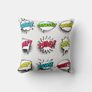 Comic speech bubbles with halftone shadow and text cushion