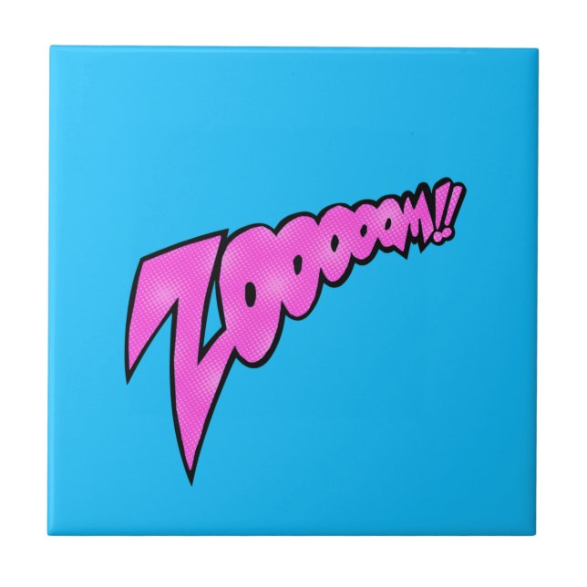 Comic Speech Bubbles - Zooooom - Choose Your Colou Ceramic Tile (Front)