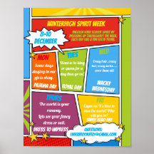 COMIC Spirit week school flyer SUPER HERO