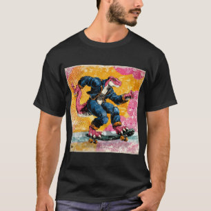 Comic Street Dino Skater in Blue Jacket T-Shirt
