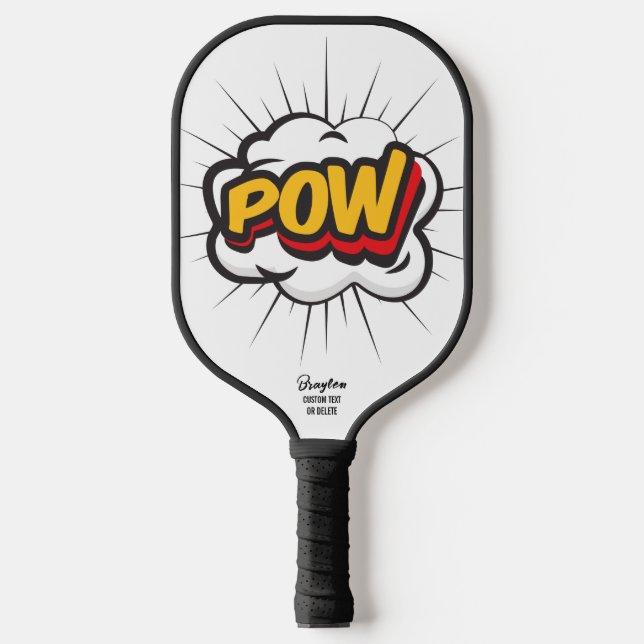 Comic Strip Action Bubble POW Custom Text Name Pickleball Paddle (Front)