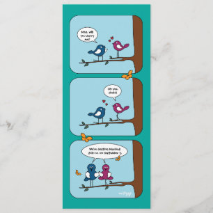 Comic Strip Love Birds Save the Date Wedding Card