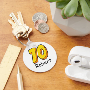 Comic Style 70th Birthday Golfer Gift – Funny Key Ring