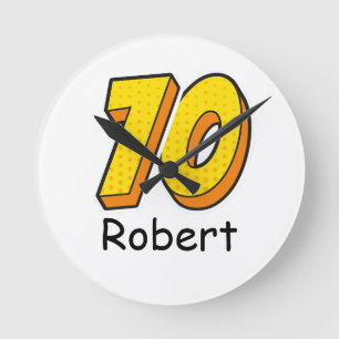 Comic Style 70th Birthday Golfer Gift – Funny Round Clock