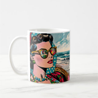 Comic Style Art | Woman Watching Hula Dancer Coffee Mug