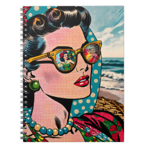 Comic Style Art Woman Watching Hula Dancer Notebook
