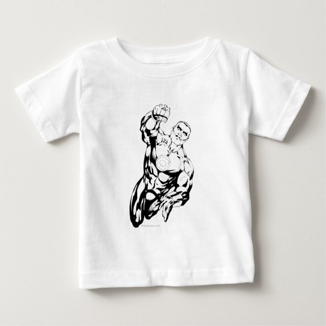 Comic Style - Flying Up, Black and White Baby T-Shirt (Front)
