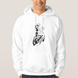 Comic Style - Flying Up, Black and White Hoodie