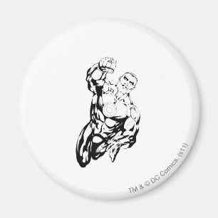 Comic Style - Flying Up, Black and White Magnet