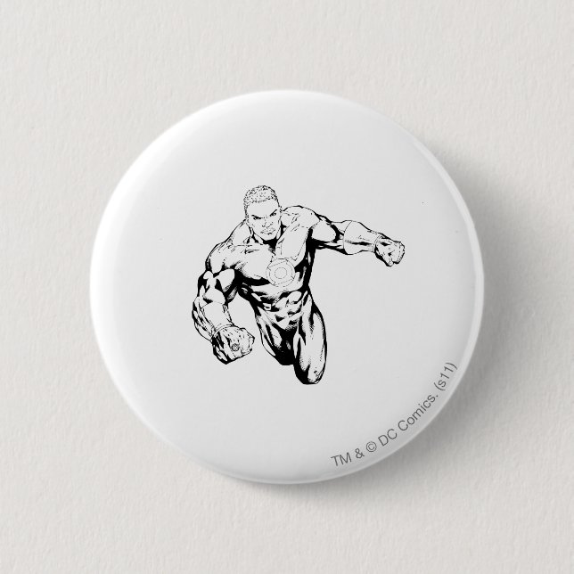 Comic Style - Green Lantern, Black and White 6 Cm Round Badge (Front)