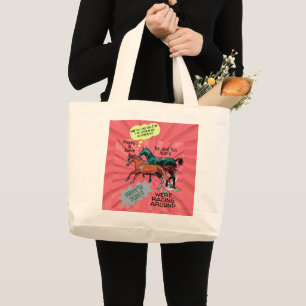 comic style horsey antics large tote bag