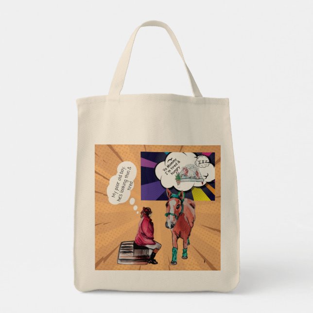  comic style horsey antics large tote bag (Back)