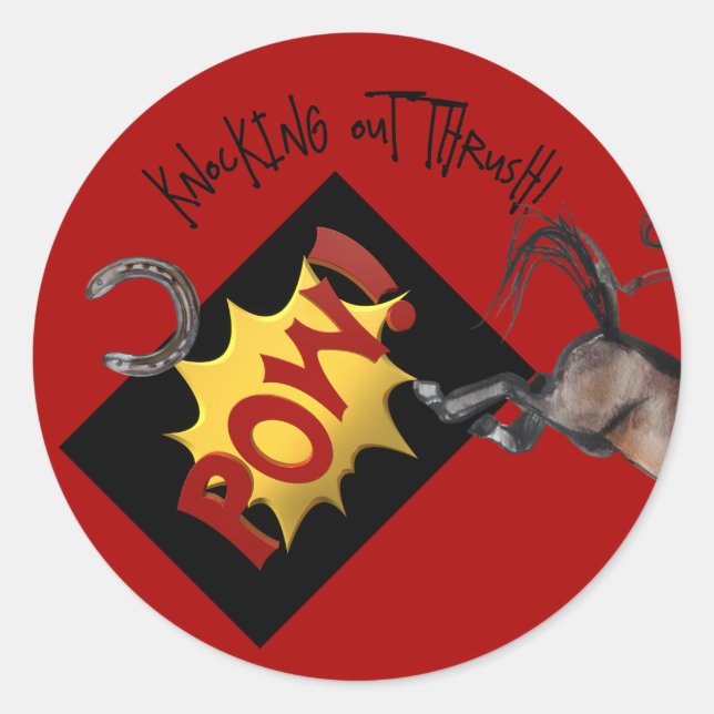 comic style KNOCKING out thrush Classic Round Sticker (Front)