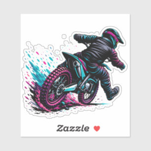 Comic Style Motocross Rider Mud Splash