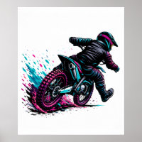 Comic Style Motocross Rider Mud Splash