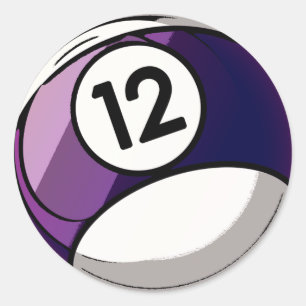 Comic Style Number 12 Billiards Ball Classic Round Sticker
