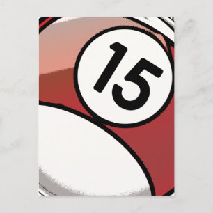 Comic Style Number 15 Billiards Ball Postcard