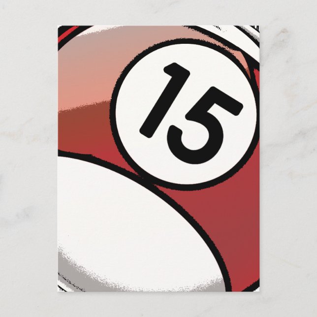 Comic Style Number 15  Billiards Ball Postcard (Front)