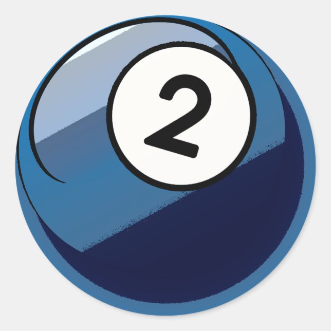 Comic Style Number 2 Billiards Ball Classic Round Sticker (Front)
