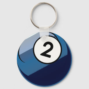 Comic Style Number 2 Billiards Ball Key Ring