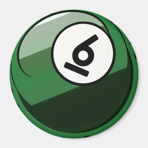 Comic Style Number 6 Billiards Ball Magnet