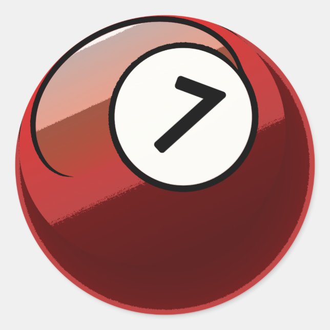 Comic Style Number 7 Billiards Ball Classic Round Sticker (Front)