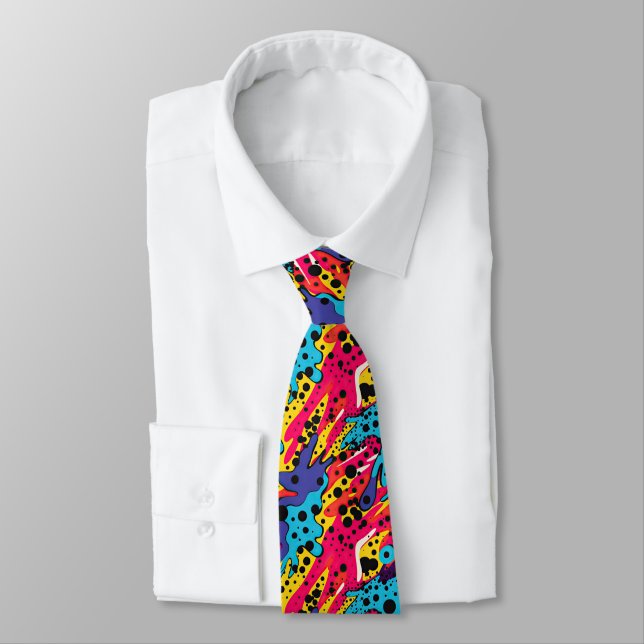 Comic Style Pattern Tie (Tied)