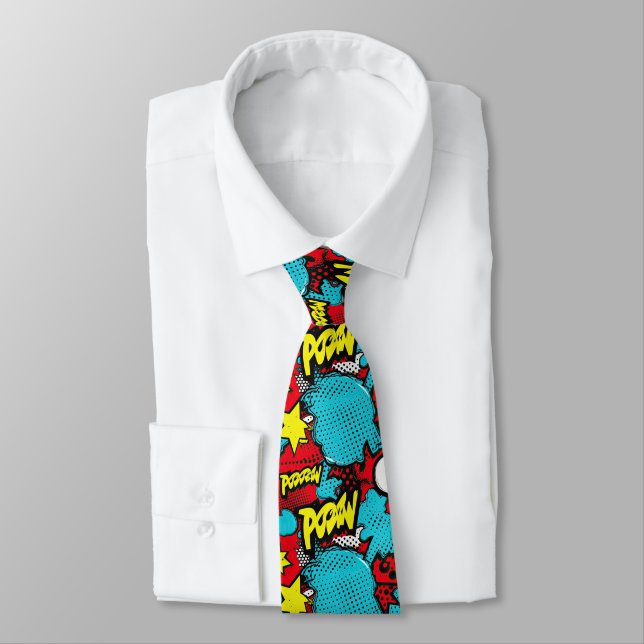 Comic Style Pattern Tie (Tied)