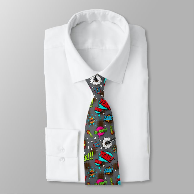 Comic Style Pattern Tie (Tied)