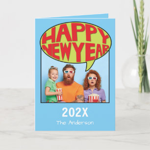 Comic Style Personalised Photo Happy New Year Card