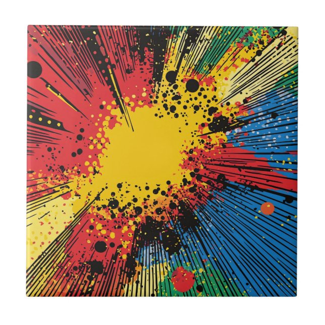 Comic Style Pop Art Explosion (10) Ceramic Tile (Front)