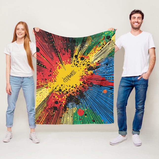 Comic Style Pop Art Explosion (10) Fleece Blanket (In Situ)